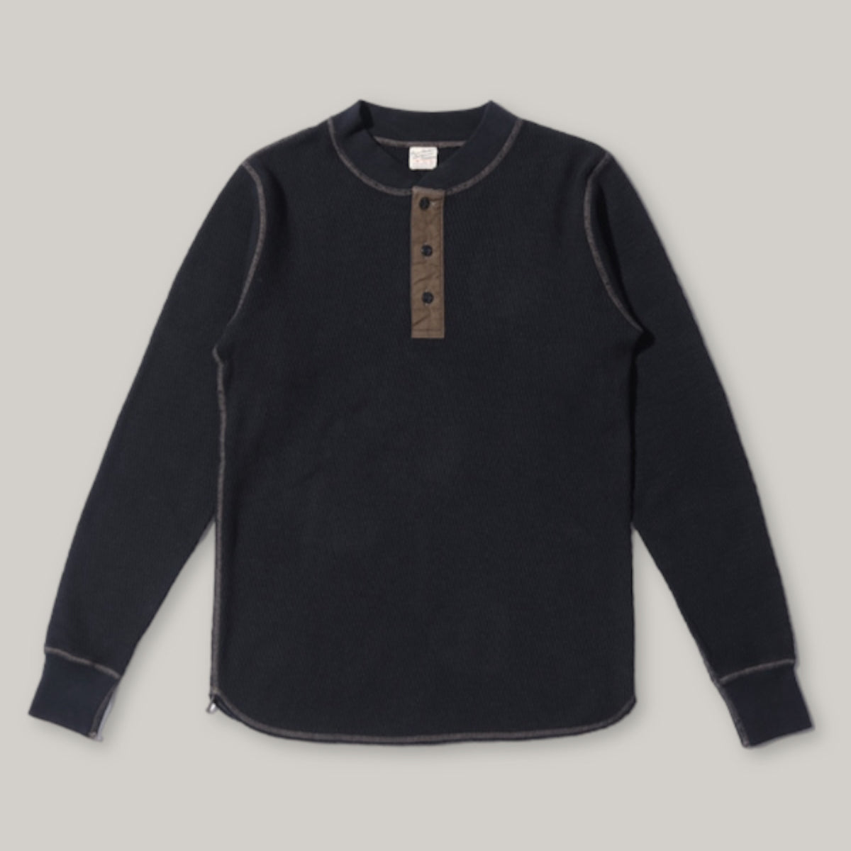 BUZZ RICKSON HENLEY NECK THERMAL - BLACK