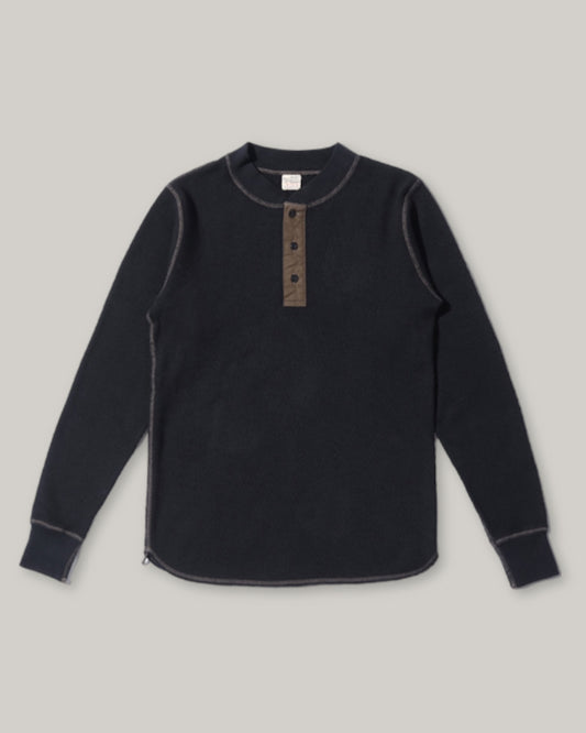 BUZZ RICKSON HENLEY NECK THERMAL - BLACK