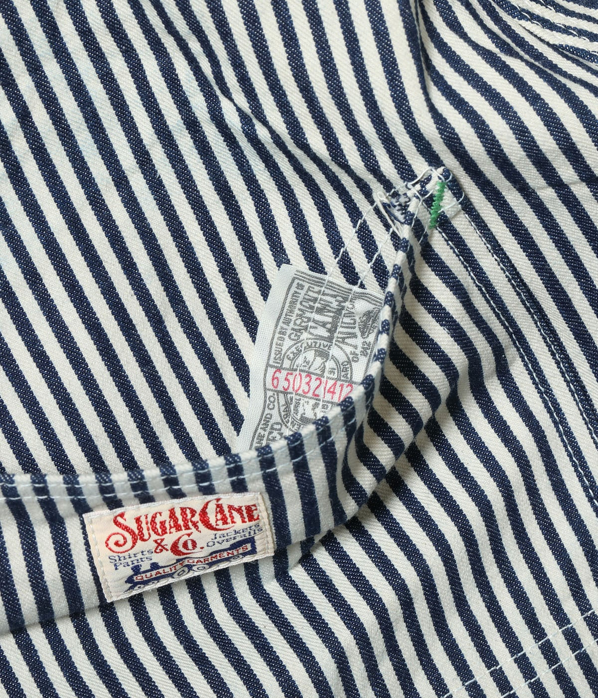 SUGAR CANE HICKORY STRIPE WORK PANT - NAVY BLUE