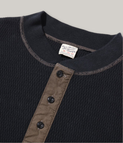 BUZZ RICKSON HENLEY NECK THERMAL - BLACK