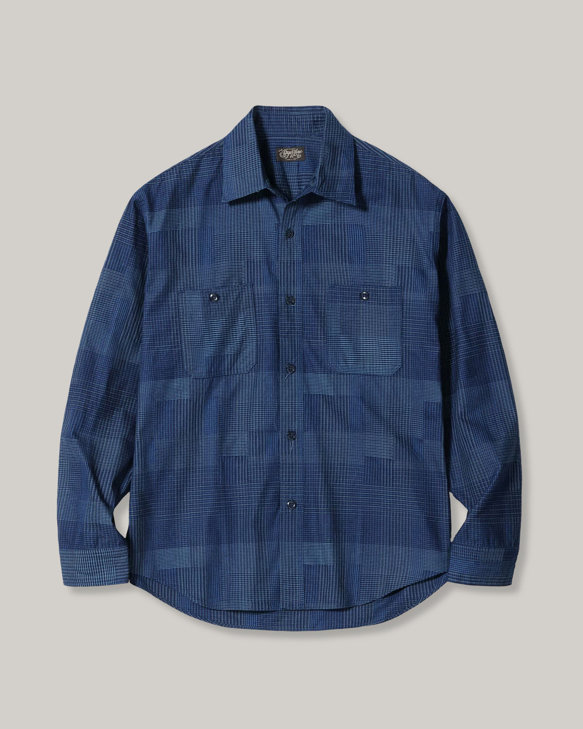 SUGAR CANE INDIGO PATCHWORK WORK SHIRT -  DARK INDIGO