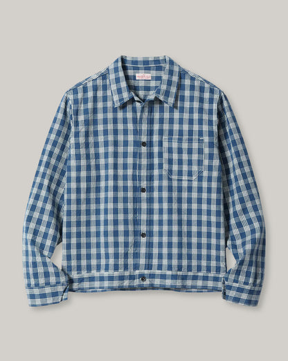 UNION SUPPLY PALAKA CHECK SHIRT BLOUSE - BLUE CHECK
