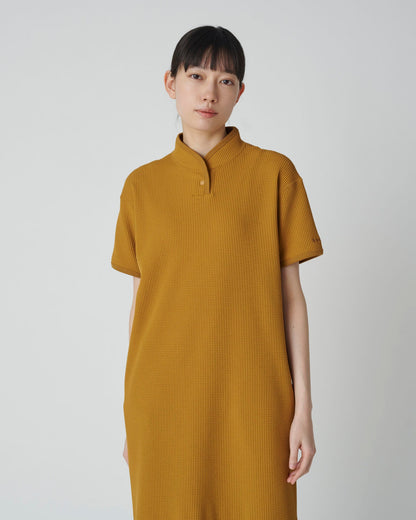 SNOW PEAK DRY WAFFLE  DRESS - MUSTARD