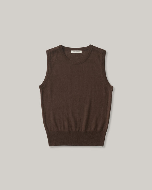 NOTHNG WRITTEN ROLA LINEN SLEEVELESS - BROWN