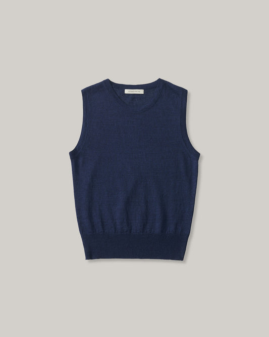 NOTHNG WRITTEN ROLA LINEN SLEEVELESS - NAVY