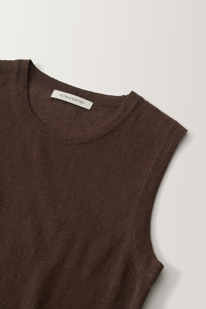 NOTHNG WRITTEN ROLA LINEN SLEEVELESS - BROWN