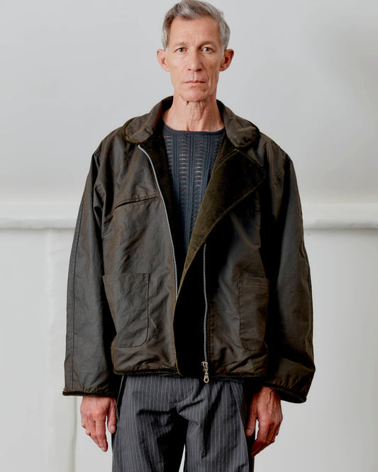 CAWLEY BRITISH OILSKIN FLYING JACKET - OLIVE