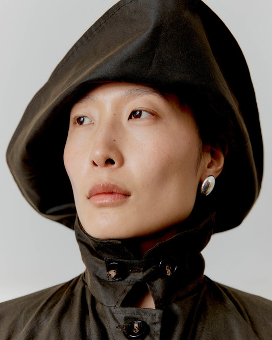 CAWLEY BRITISH OILSKIN SUN HAT WITH LEATHER BELT - OLIVE