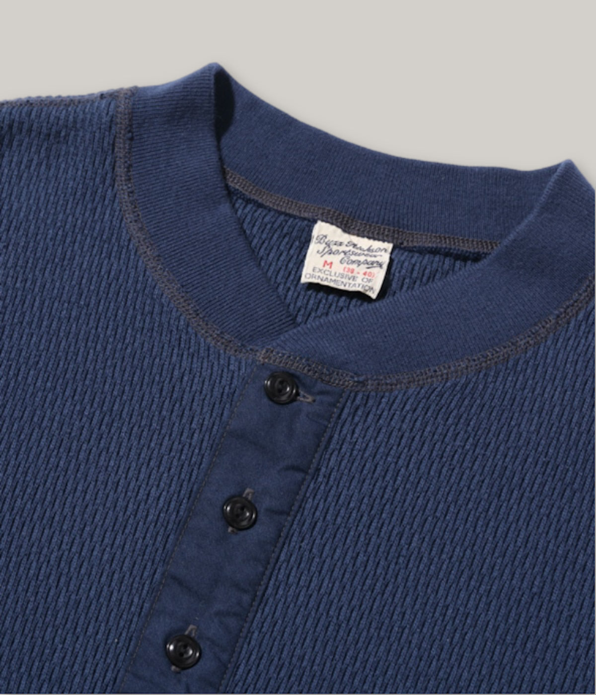 BUZZ RICKSON HENLEY NECK THERMAL - NAVY