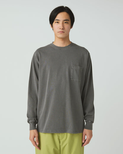 SNOW PEAK GARMENT DYED L/S T-SHIRT - CHARCOAL