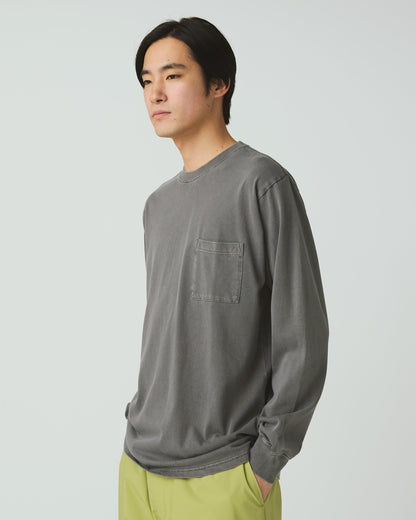 SNOW PEAK GARMENT DYED L/S T-SHIRT - CHARCOAL