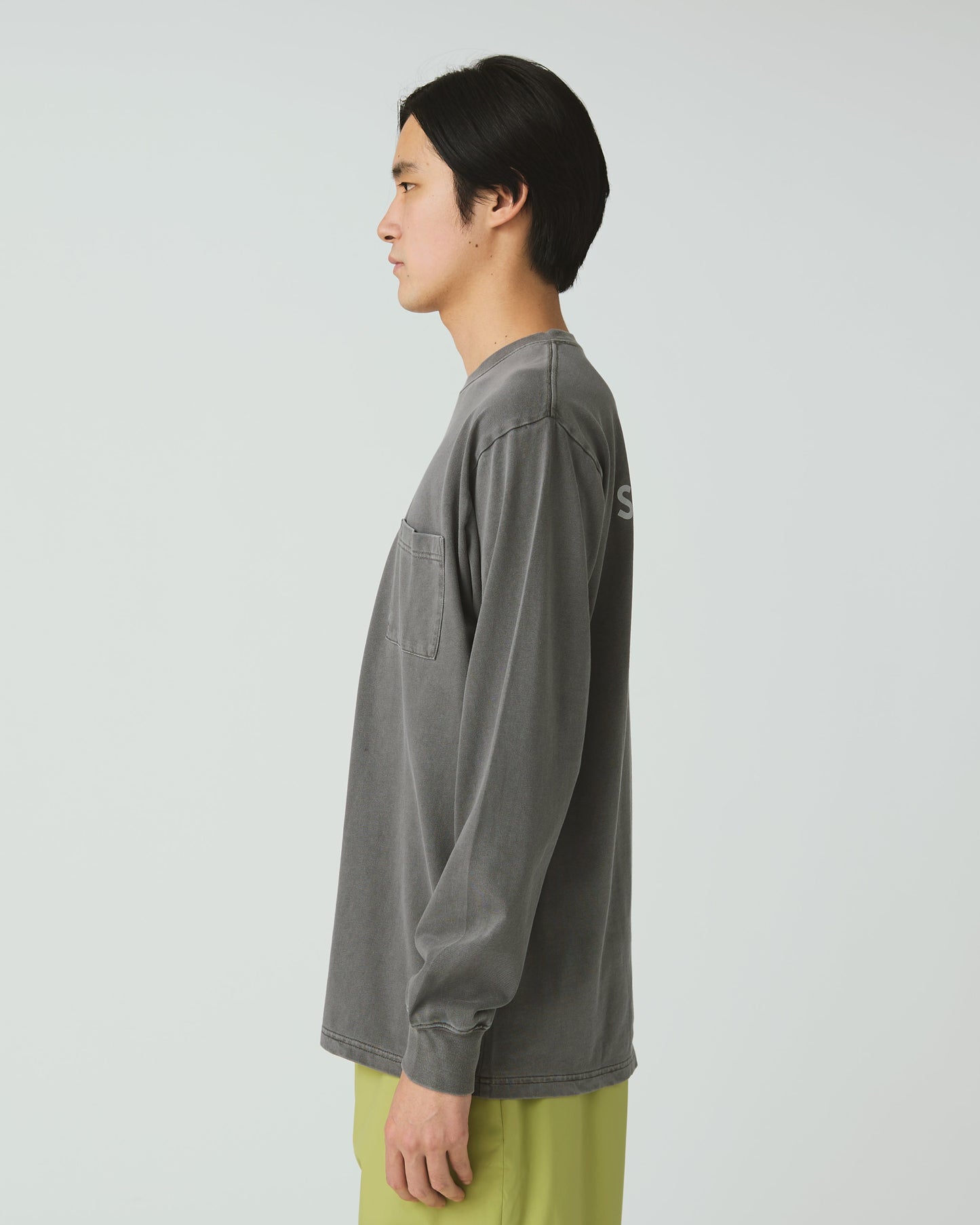 SNOW PEAK GARMENT DYED L/S T-SHIRT - CHARCOAL