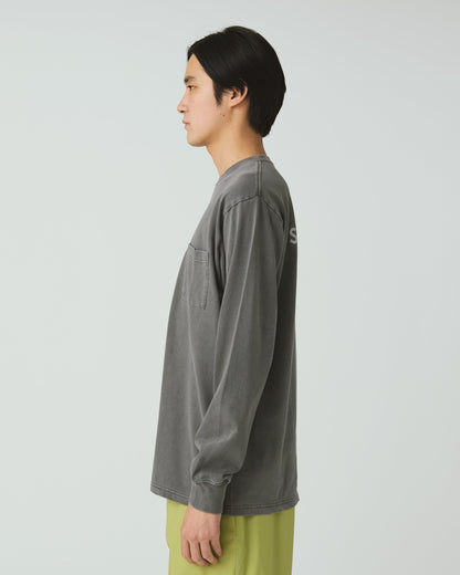SNOW PEAK GARMENT DYED L/S T-SHIRT - CHARCOAL