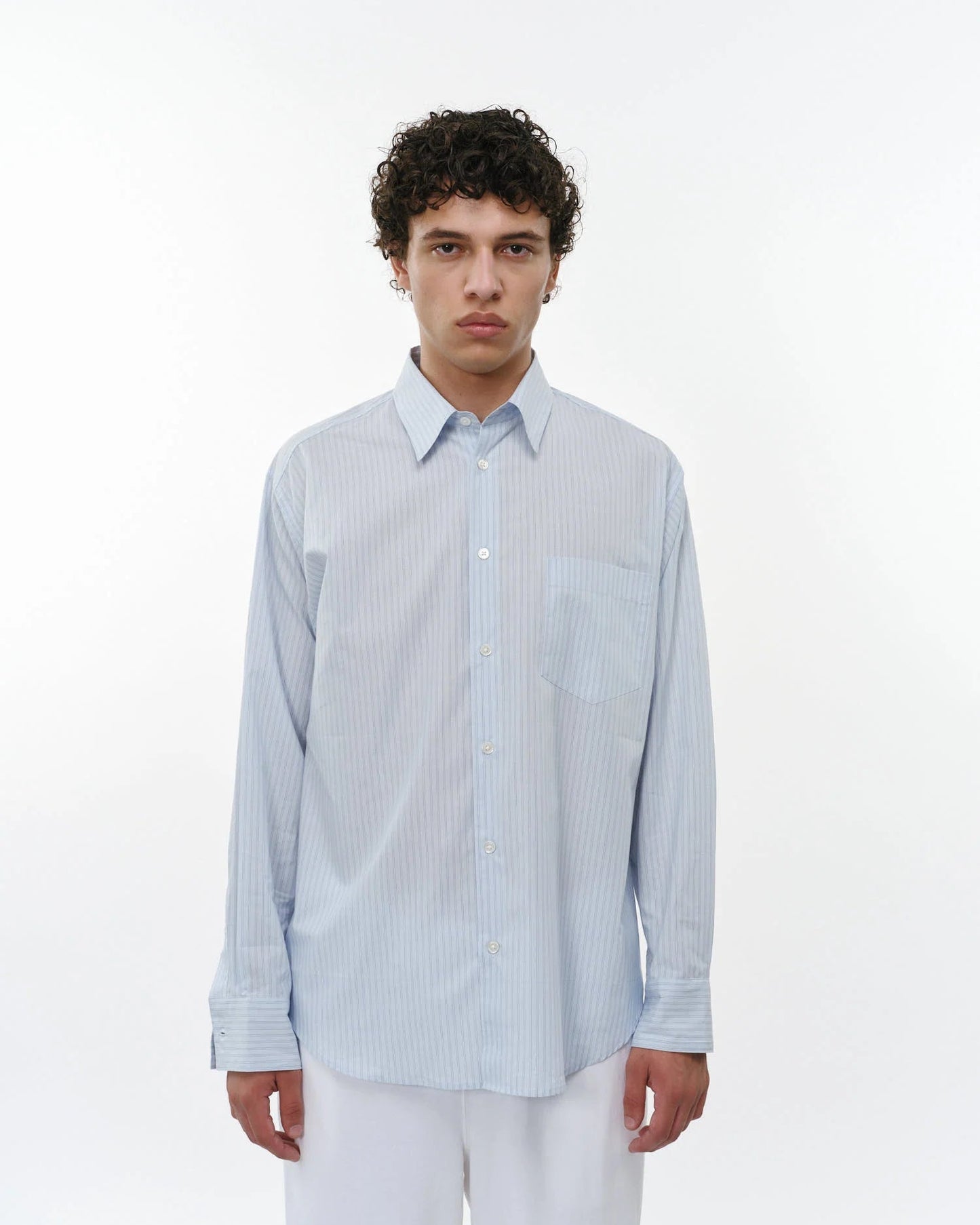 MARKA REGULAR COTTON SHIRT - SAXE STRIPE