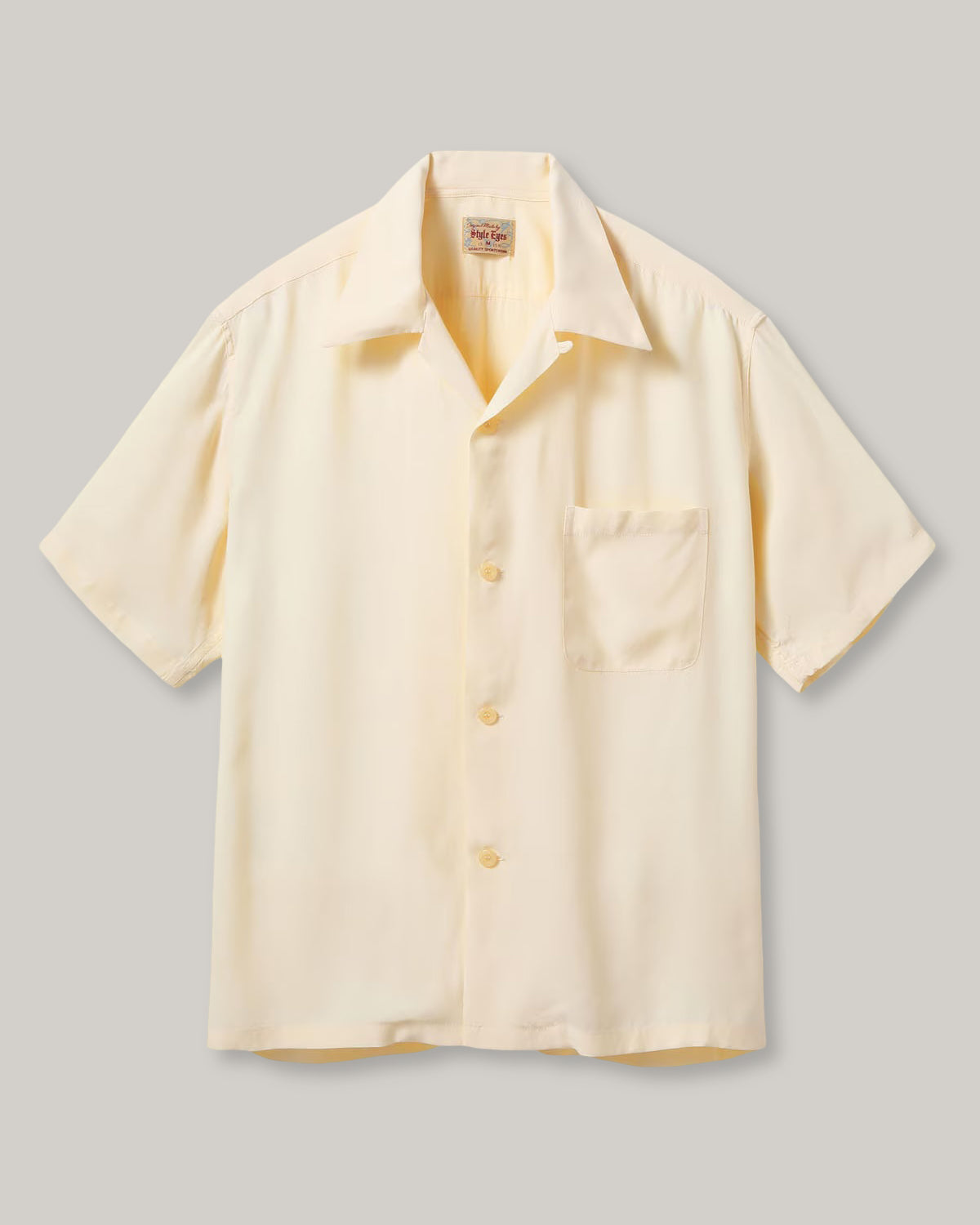STYLE EYES - PLAIN RAYON BOWLING SHIRT - OFF WHITE