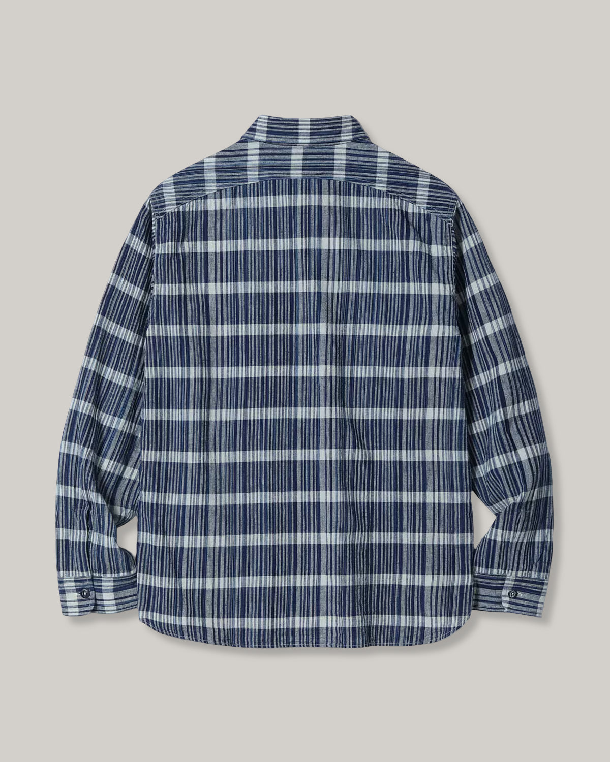 SUGAR CANE FICTION ROMANCE 5oz. INDIGO CHECK WORK SHIRT - NAVY