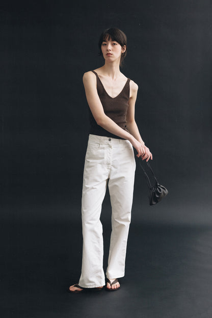 NOTHING WRITTEN HAZE V-NECK SLEEVELESS - BROWN