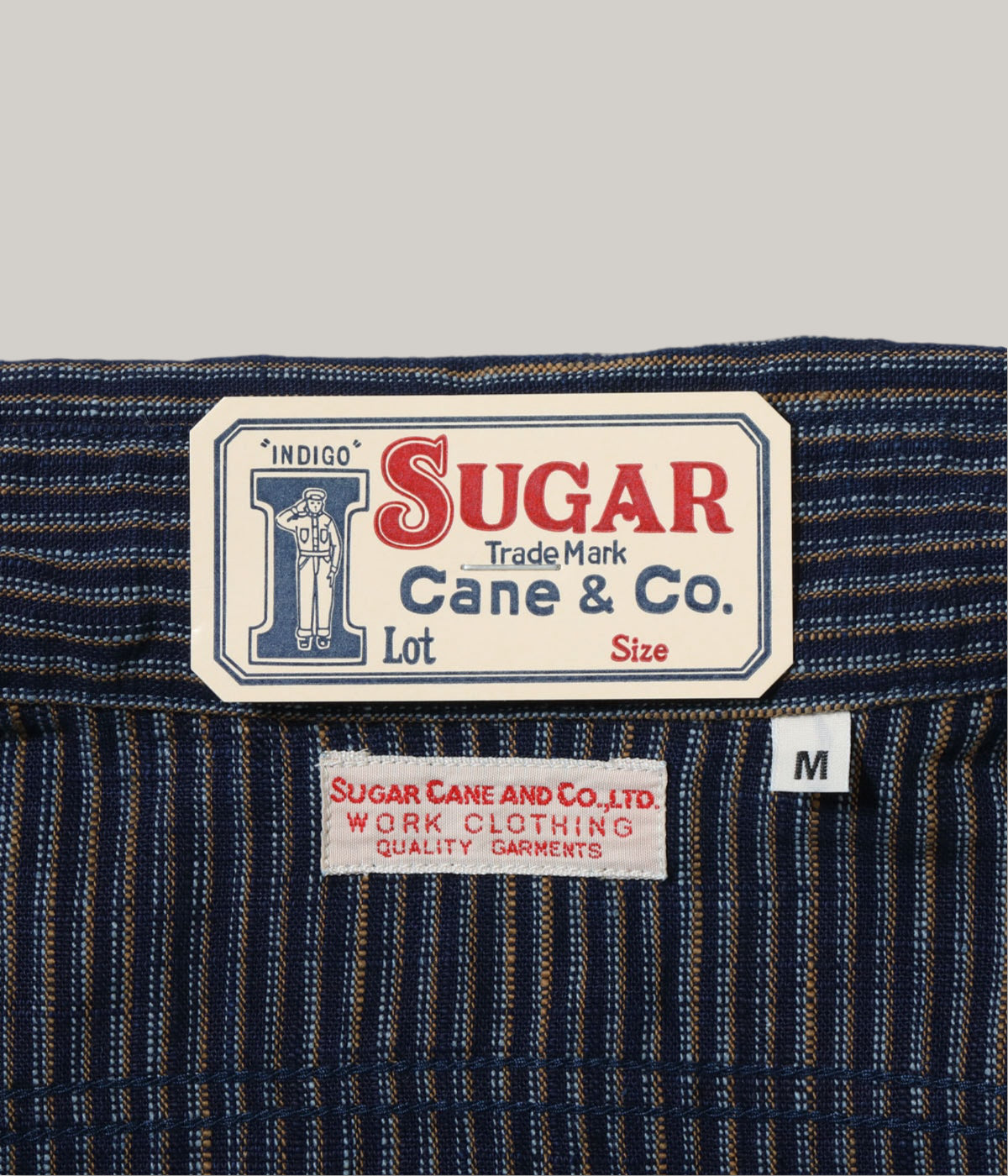 SUGAR CANE FICTION ROMANCE 6.2oz. INDIGO STRIPE WORK SHIRT