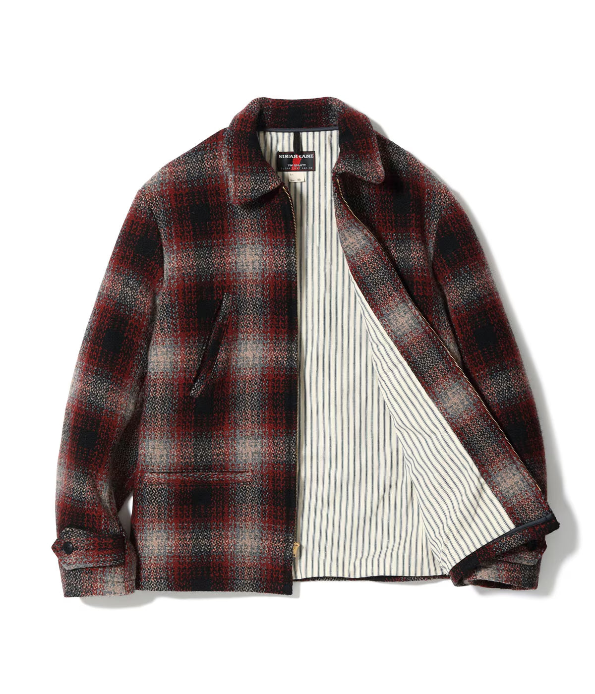 SUGAR CANE FICTION ROMANCE 24.75oz. WOOL PLAID SPORTS JACKET - RED