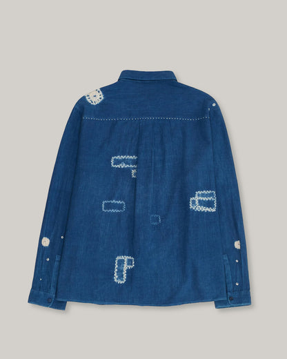 11.11 LOVERS SHIBORI SHIRT - MEDIUM INDIGO