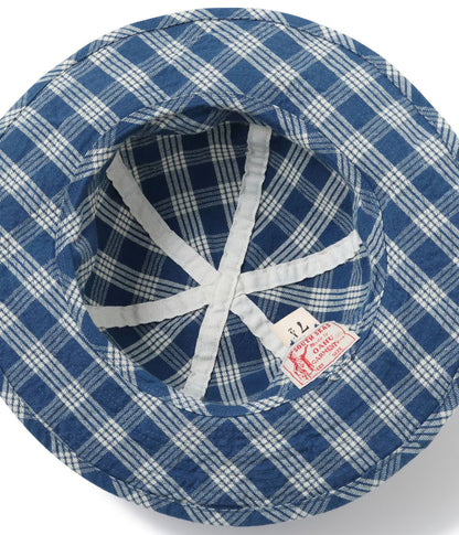 SUN SURF - OAHU GARMENT 10oz. PALAKA CHECK HAT - BLUE/ WHITE