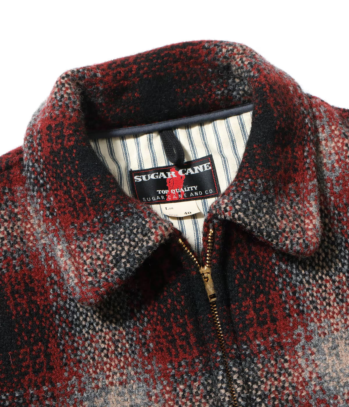 SUGAR CANE FICTION ROMANCE 24.75oz. WOOL PLAID SPORTS JACKET - RED