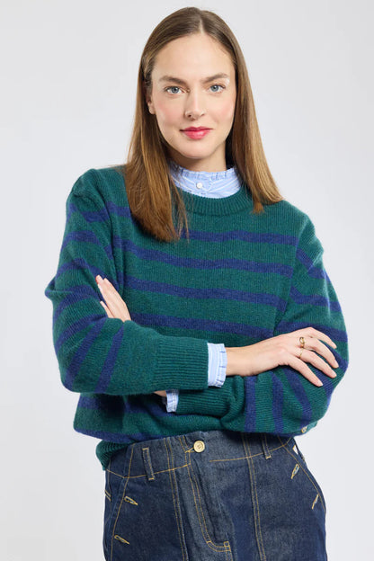 ARMOR LUX LADIES STRIPED SAILOR SWEATER - DARK SEA/ TWILIGHT BLUE