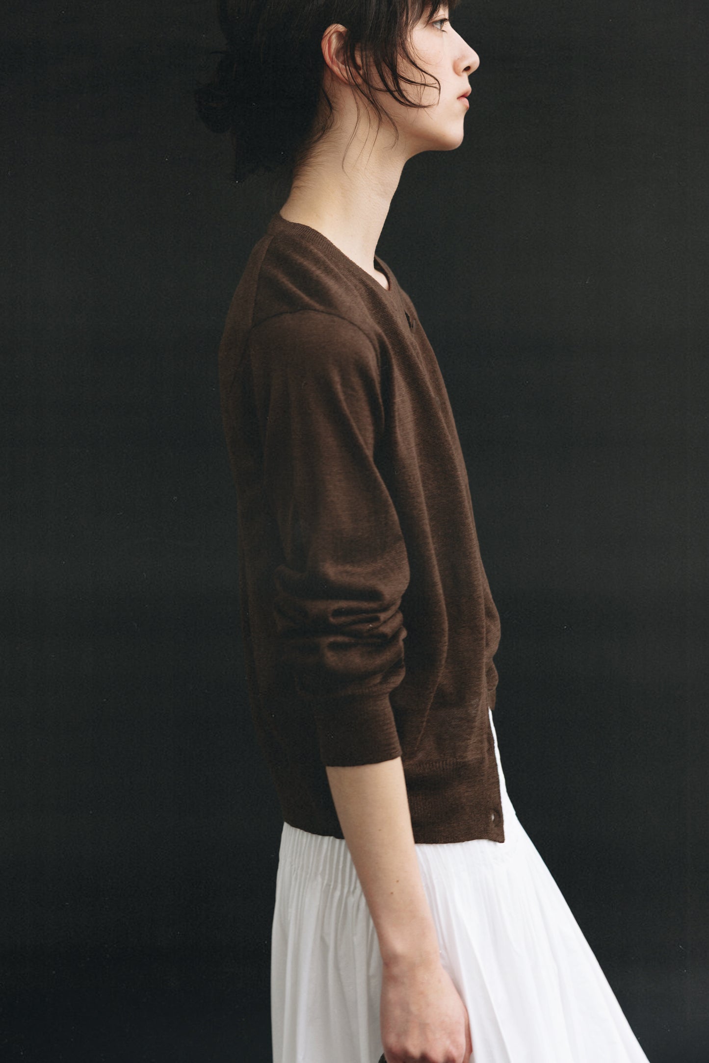 NOTHING WRITTEN ROLA LINEN CARDIGAN - BROWN