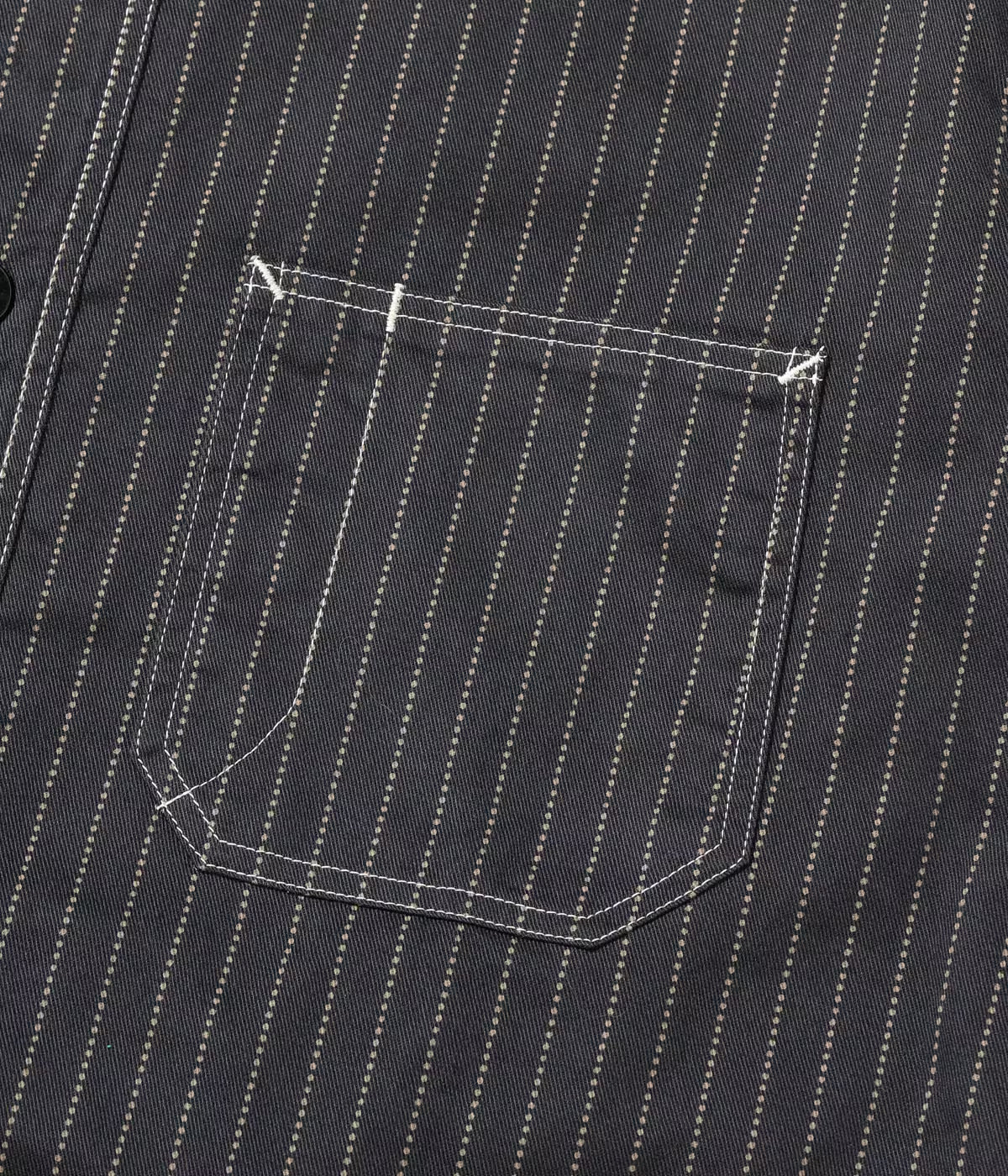SUGAR CANE FICTION ROMANCE 8.5oz. WABASH STRIPE WORK SHIRT - BLACK