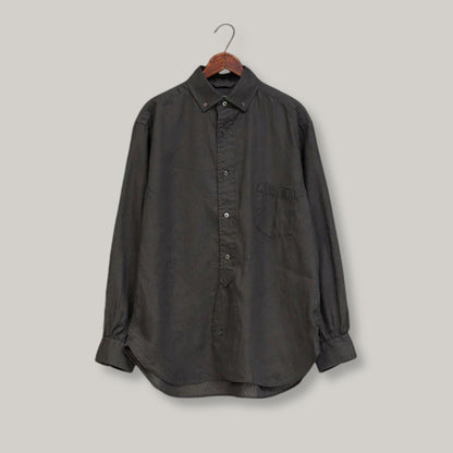 NIGEL CABOURN MAINLINE BRITISH OFFICER SHIRT HEMPHORSE CLOTH - CHARCOAL GREY