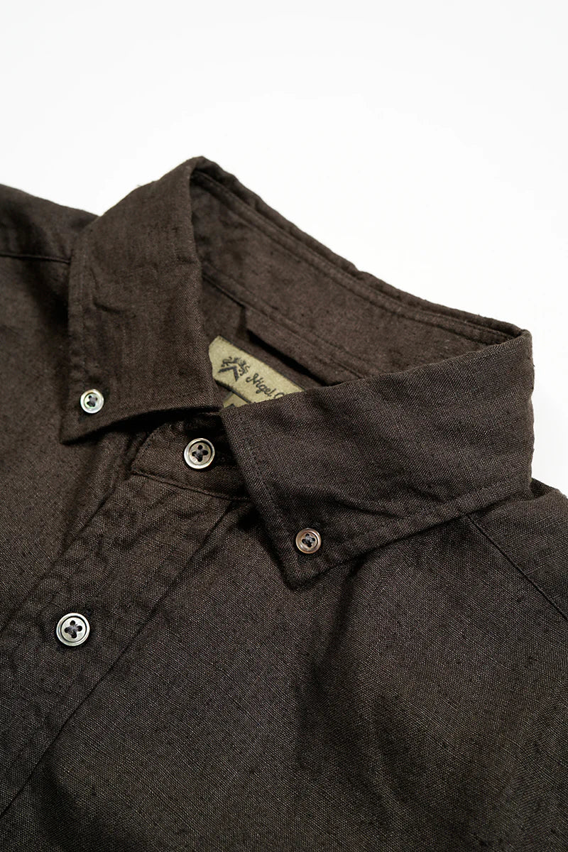 NIGEL CABOURN MAINLINE BRITISH OFFICER SHIRT HEMPHORSE CLOTH - CHARCOAL GREY MKII