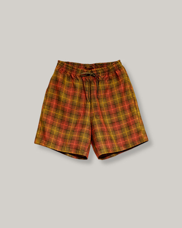 NIGEL CABOURN MAINLINE HEMP CHECK GYM SHORT - RED