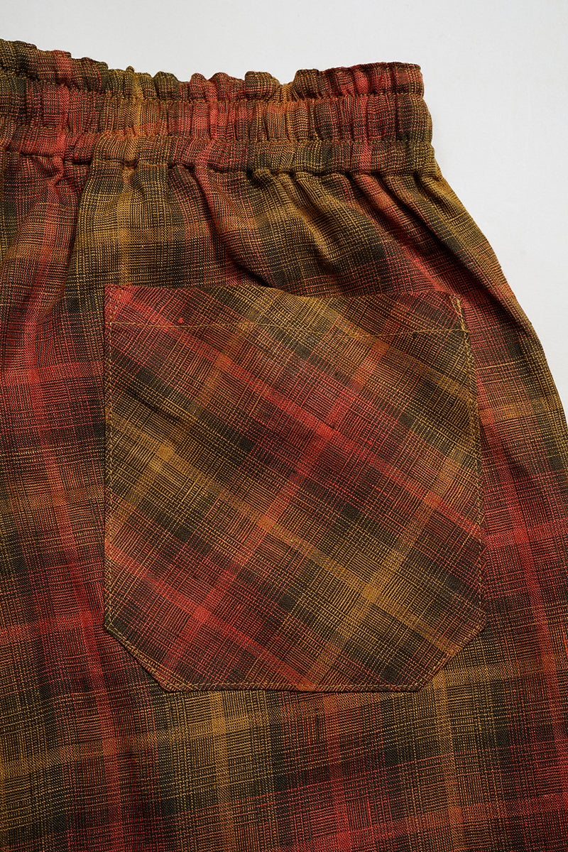 NIGEL CABOURN MAINLINE HEMP CHECK GYM SHORT - RED