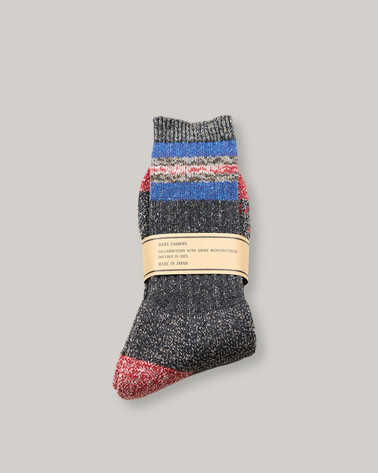 NIGEL CABOURN PANEL BORDER SOCKS - CHARCOAL