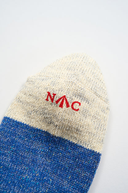 NIGEL CABOURN THREE TONE BORDER SOCKS - BLUE