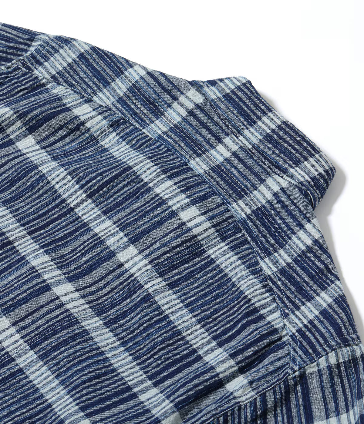 SUGAR CANE FICTION ROMANCE 5oz. INDIGO CHECK WORK SHIRT - NAVY