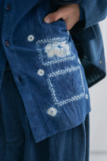 11.11 LOVERS SHIBORI SHIRT - MEDIUM INDIGO