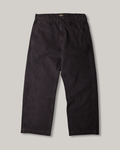 SUGARCANE COTTON DUCK WIDE TROUSERS - BLACK