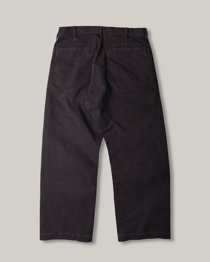 SUGARCANE COTTON DUCK WIDE TROUSERS - BLACK