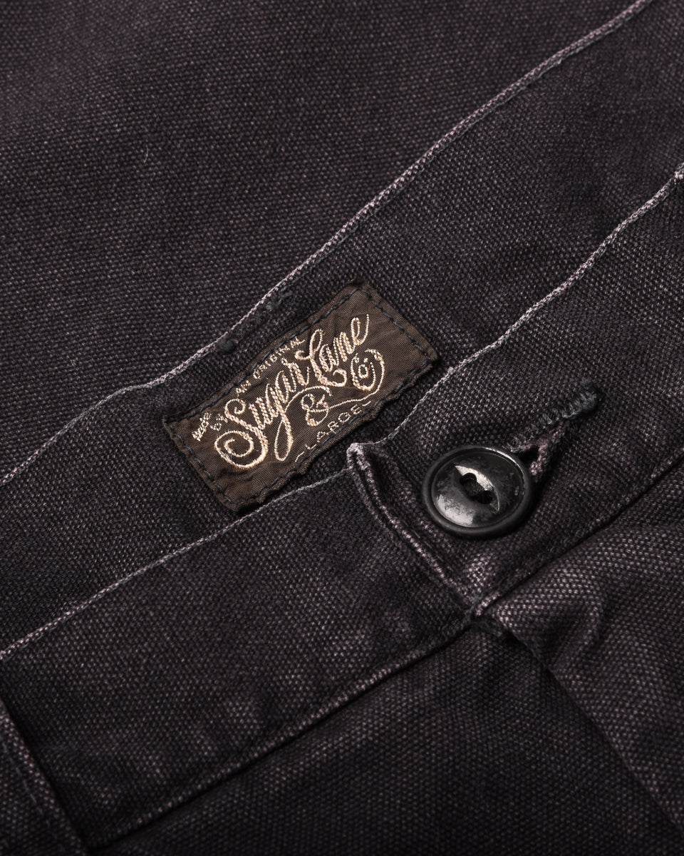 SUGARCANE COTTON DUCK WIDE TROUSERS - BLACK