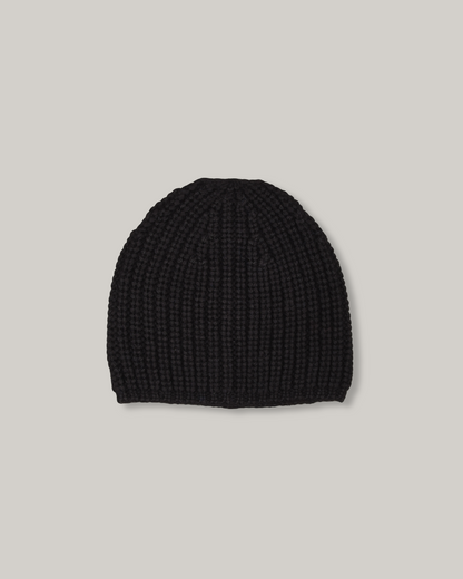 MONITALY ALPACA RIB KNIT CAP - BLACK