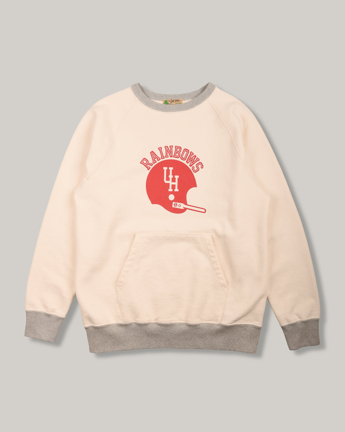 SUN SURF 'RAINBOWS' CREW NECK POCKET SWEATSHIRT - OFF WHITE