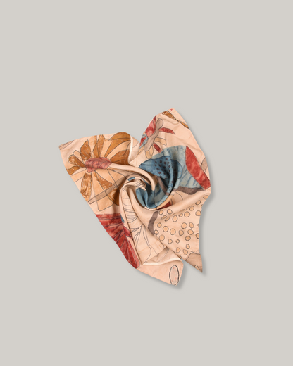 11.11 SILK PRINTED SCARF - WHISKEY GOLD