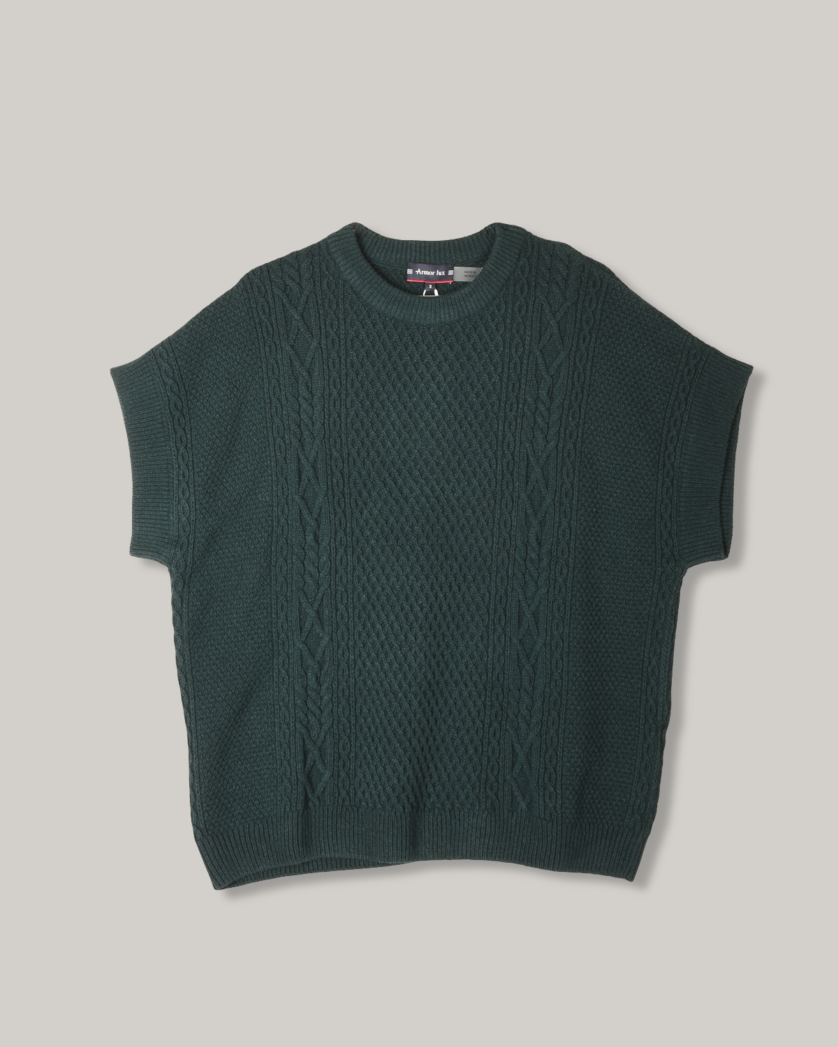ARMOR LUX LADIES SLEEVELESS CABLE-KNIT JUMPER - DARK SEA