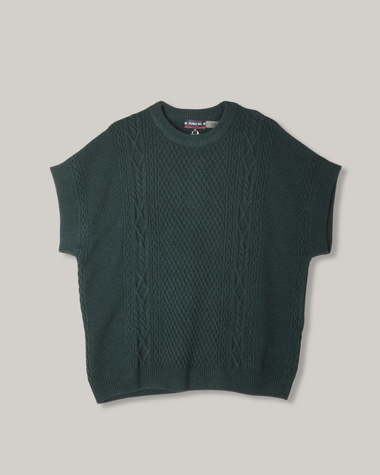 ARMOR LUX LADIES SLEEVELESS CABLE-KNIT JUMPER - DARK SEA