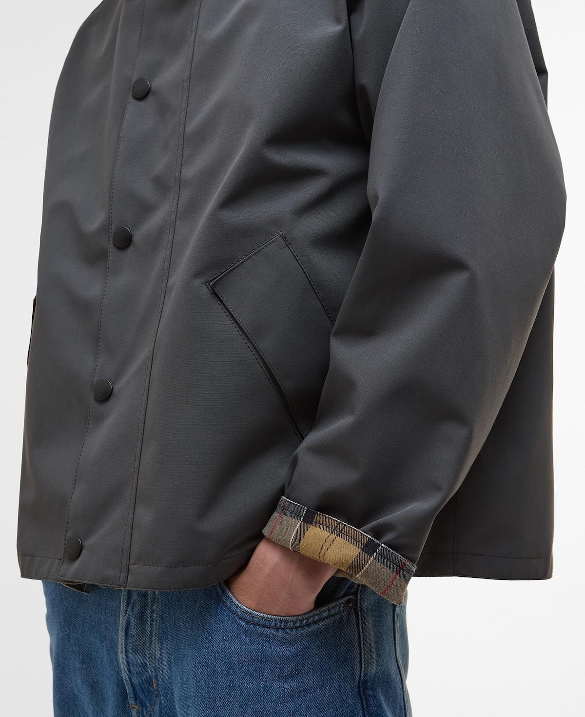 BARBOUR OVERSIZED REVERSIBLE TRANSPORTER JACKET - ASPHALT GREY