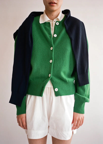 &DAUGHTER ADA CREWNECK CARDIGAN  - PAGODA GREEN