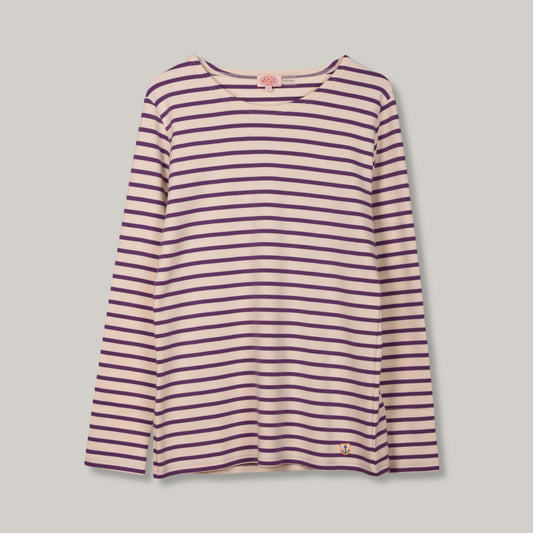 ARMOR LUX LADIES HERITAGE BRETON SHIRT L/S - NATURE/ MORADO