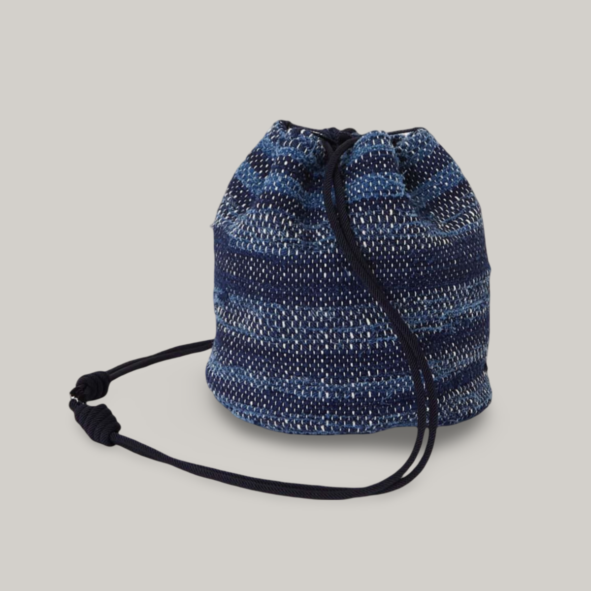 BLUE BLUE JAPAN SAKIORI DRAWSTRING POUCH - INDIGO