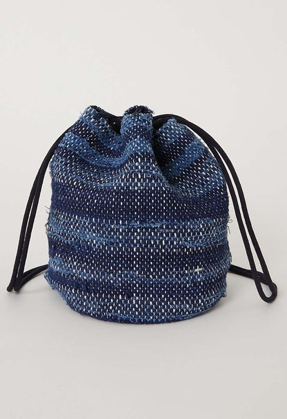 BLUE BLUE JAPAN SAKIORI DRAWSTRING POUCH - INDIGO